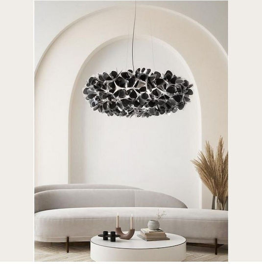 Slamp Clizia Large Lumina Suspendată Neagră Cu Cristale Pentru 4 Becuri E27 78 cm