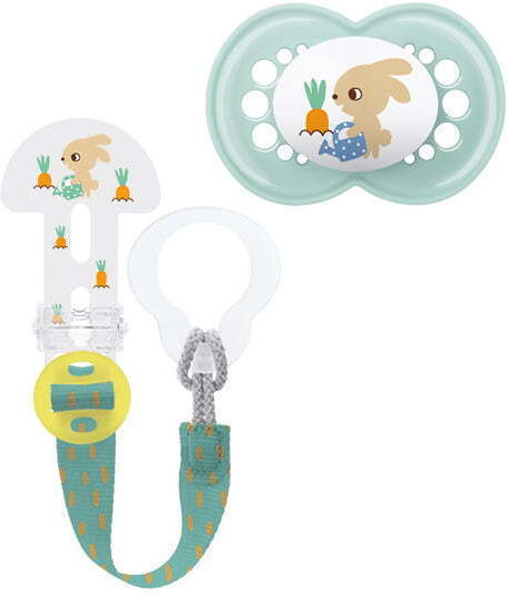 Mam Clip It & Original Ορθοδοντικές Πιπίλες Σιλικόνης Rabbit - Blue Green για 6-16 μηνών 2τμχ