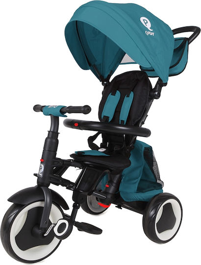 Q Play Kids Tricycle Bicycle Rito Plus Foldable, Convertible with Parental Handle & Tent for 10+ Months Green
