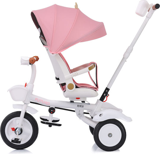 Chipolino Kids Tricycle Bicycle Futuro Foldable, Convertible with Parental Handle & Tent for 1.5+ Years Pink Princess