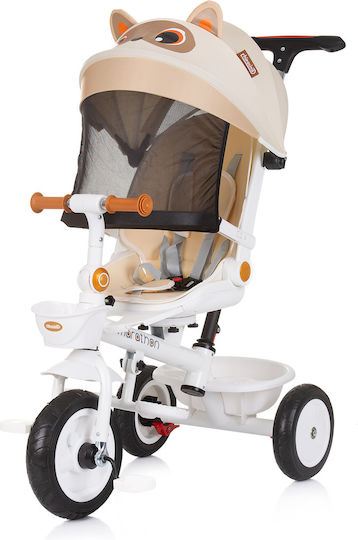 Chipolino Kids Tricycle Bicycle Marathon with Storage Space, Parental Handle & Tent for 1-3 Years Beige