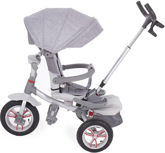 Kikka Boo Kids Tricycle Bicycle Zax Convertible with Storage Space, Tent & Parental Handle for 1.5+ Years Gray