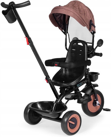 Ecotoys Τρίκυκλο Ποδήλατο Μετατρεπόμενο με Χειρολαβή Γονέα 3 σε 1 για 6 Μηνών Μπεζ