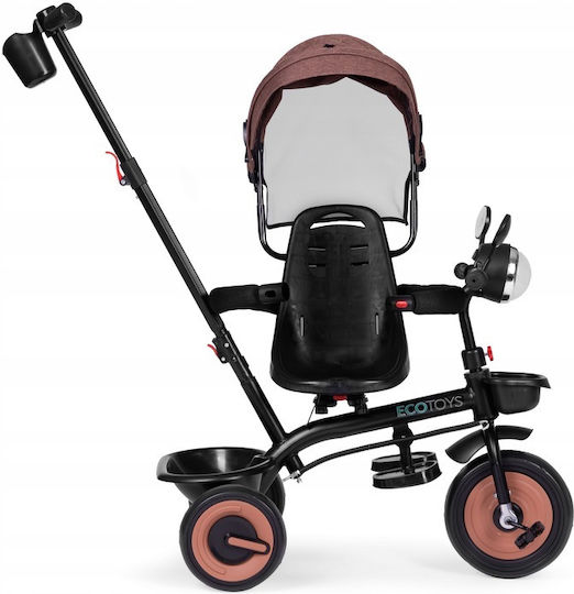 Ecotoys Τρίκυκλο Ποδήλατο Μετατρεπόμενο με Χειρολαβή Γονέα 3 σε 1 για 6 Μηνών Μπεζ