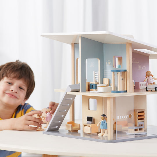 Viga Toys Set păpuși din lemn pentru căsuță de păpuși