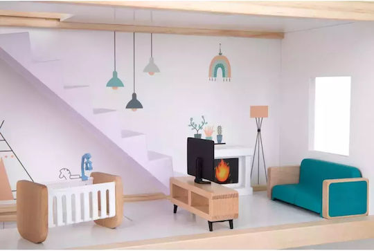 Tooky Toys Dollhouse With 8 Figures Ξύλινο Κουκλόσπιτο