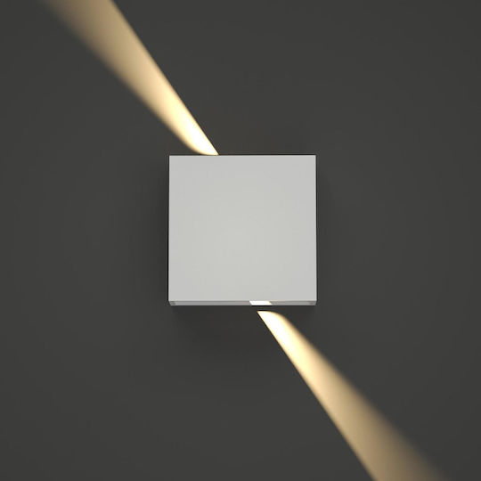 Inlight Yellowstone Επιτοίχια Εξωτερική Πλαφονιέρα LED 4W με Θερμό Λευκό Φως Διπλής Δέσμης 12x12εκ.