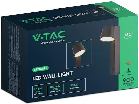 V-TAC Modern Lamp Wall with USB Port Black