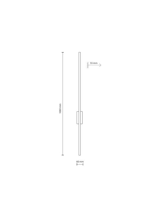 TK Lighting Μοντέρνο Φωτιστικό Τοίχου με Ενσωματωμένο LED και Θερμό Λευκό Φως Μαύρο 60x6x5.5εκ.