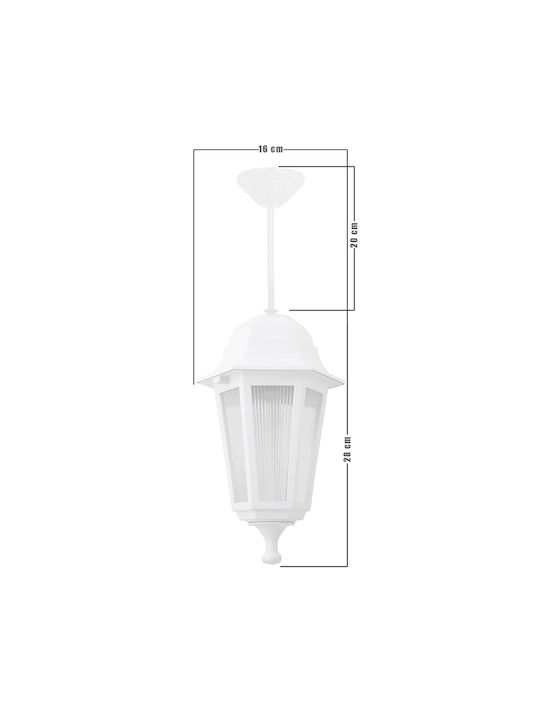 GloboStar Vitro Hängende Deckenleuchte für den Außenbereich E27 in Weiß Farbe 203-0199