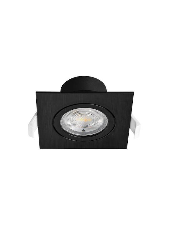 Braytron Square Plastic Recessed Spot with Integrated LED and Warm White Light Black 1pcs