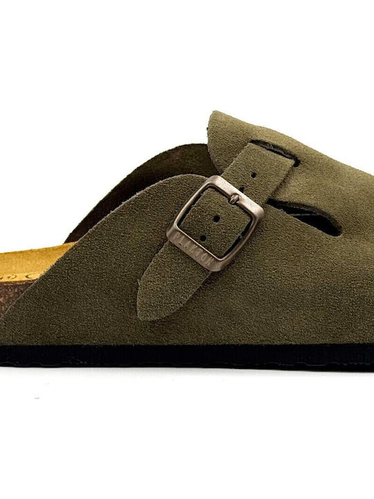 Anatomical Leather Women's Slippers Green