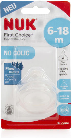 Nuk First Choice+ Silicone Baby Bottle Teat Adjustable Flow for 6+ months