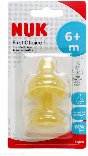 Nuk First Choice+ Rubber Baby Bottle Teats High Flow for 6+ months 2pcs