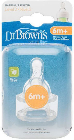 Dr. Brown's Silicone Baby Bottle Teats Medium Flow for 6+ months 2pcs