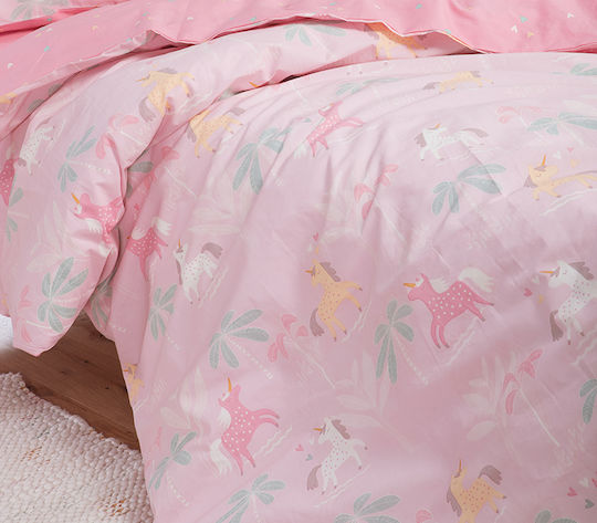 Nef-Nef Homeware Unicorn Forever Set Kids Duvet Cover Single with Pillowcase Cotton Unicorn Forever 160x240cm