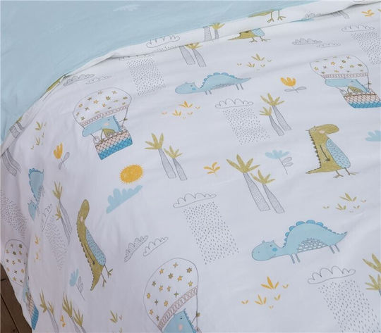 Nef-Nef Homeware Dino Dragon Time Set Kids Duvet Cover Single with Pillowcase Cotton Dino Dragon Time 160x240cm