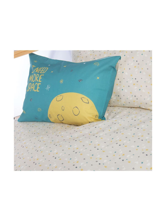 Nef-Nef Homeware Space Set Kids Duvet Cover Single with Pillowcase Cotton Outer Space 160x240cm