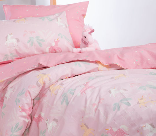 Nef-Nef Homeware Unicorn Forever Set Kids Duvet Cover Single with Pillowcase Cotton Unicorn Forever 160x240cm