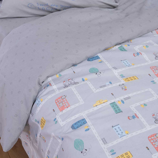 Nef-Nef Homeware Velocity Set Kids Duvet Cover Single with Pillowcase Cotton Velocity 160x240cm