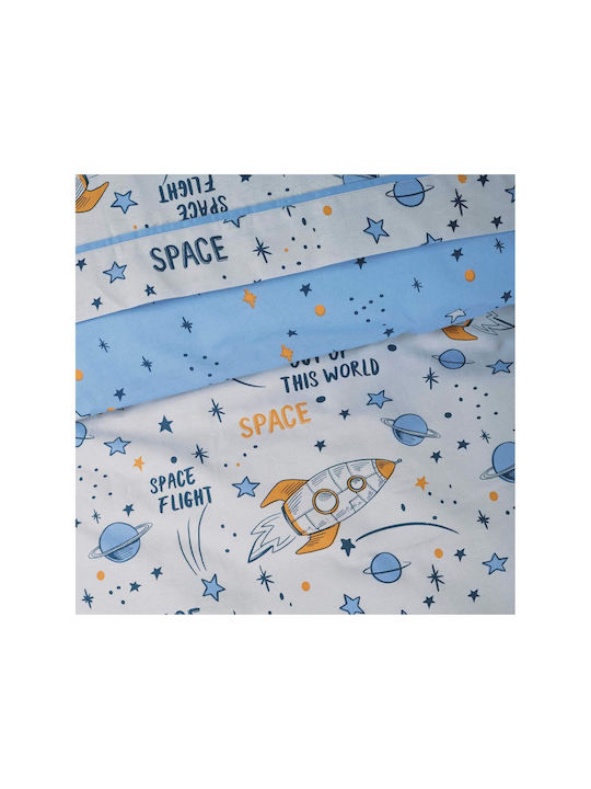 Das Home Set Kids Duvet Cover Single with Pillowcase Cotton Blue, Grey, Orange 160x240cm