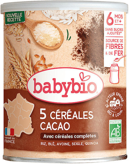Babybio Βρεφική Κρέμα Δημητριακών με Κινόα με Γεύση Κακάο 220gr για 8+ Μηνών