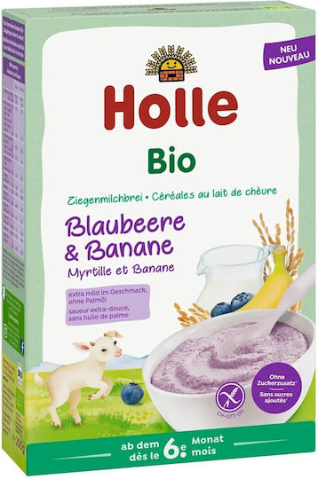 Holle Fruit puree Banana-blueberry with Flavor Banana & Blueberry with Goat Milk No Added Sugar 200gr for 6+ Months