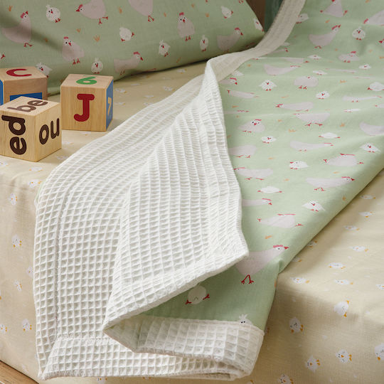 Kentia Blanket Cot Kota Waffle Khaki 100x150cm