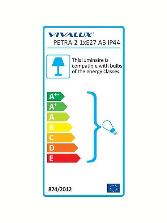 Vivalux Petra Wall-Mounted Outdoor Ceiling Light E27 IP44 21.3x14.2x9.8εκ.