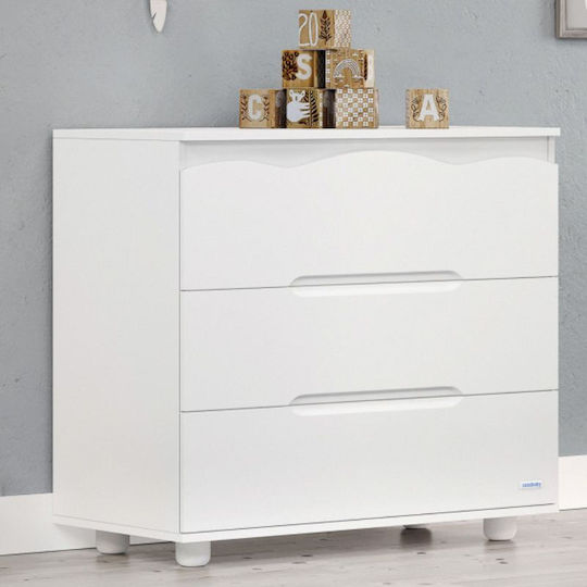 Winnie Βρεφική Συρταριέρα με 3 Συρτάρια Λευκή 94x51x88cm