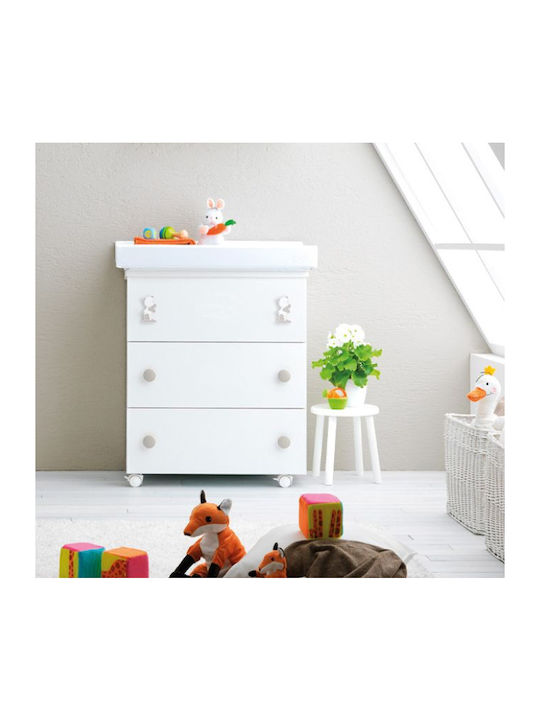 Baby Dresser with 3 Drawers White 76x45x90cm