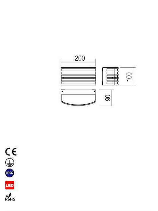 Redo Group Sebra Стенен Външен Плафон LED IP65 15W с Топло бяло Светлина