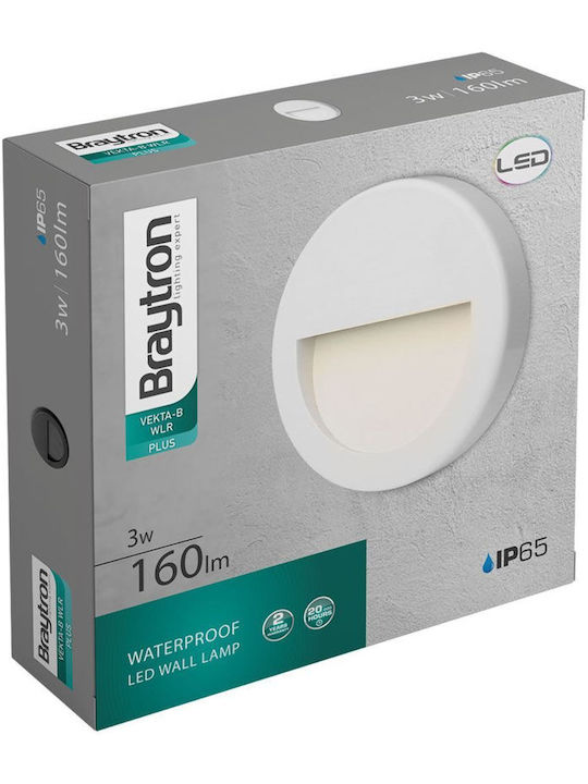 Braytron Επιτοίχια Εξωτερική Πλαφονιέρα LED IP65 3W με Θερμό Λευκό Φως