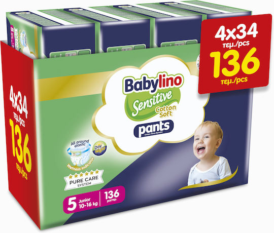 Babylino Diaper Pants Sensitive Cotton Soft No. 5 for 10-16kg 136pcs