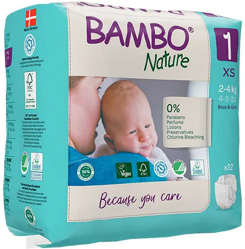 Bambo Nature Πάνες με Αυτοκόλλητο No. 1 για 2-4kg 22τμχ