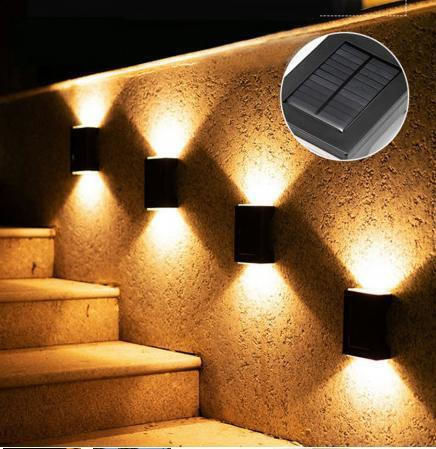 Fos me Set of 4 Wall Solar Lights with Warm White Light 3000K 7.4cmx3cmx10cmcm