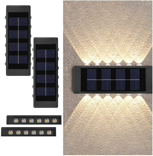 Led Waterproof Set of 2 Wall Solar Lights Street Warm White with Photocell IP65 15.5cmx5.5cmcm