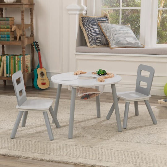 Round Storage Table Kids Table and Chairs Set made of Plastic Gray Kidkraft