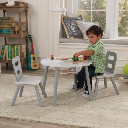 Round Storage Table Kids Table and Chairs Set made of Plastic Gray Kidkraft