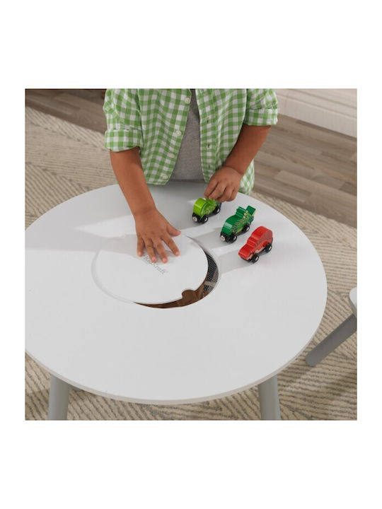 Round Storage Table Σετ Παιδικό Τραπέζι με Καρέκλες από Πλαστικό Γκρι Kidkraft