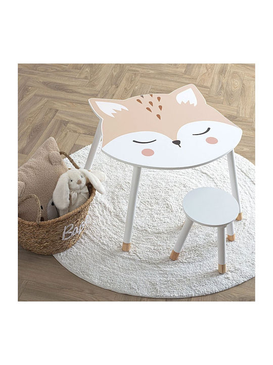 Fox Kids Table made of Wood White Atmosphera