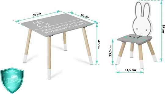 Kinder Tischset mit Stühlen aus Holz Gray Ricokids