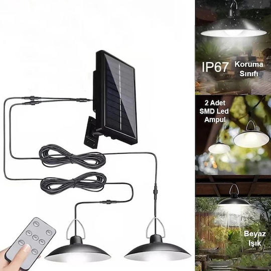 Set of 2 Stake Solar Lights 15W Cold White with Remote Control IP65 18cmx18cmx10cmcm