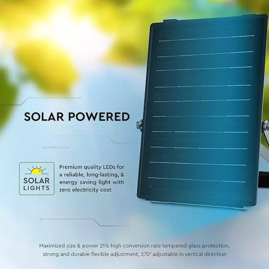 V-TAC Solar Light 10W 1500lm Natural White with Motion Sensor IP65 13.4cmx3.12cmx12.1cmcm
