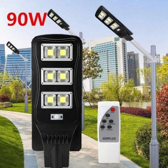 GDPLUS Ηλιακό Φωτιστικό Δρόμου 90W 1700lm Ψυχρό Λευκό 6000K με Αισθητήρα Κίνησης, Φωτοκύτταρο και Τηλεχειριστήριο IP67 57x25x5εκ.