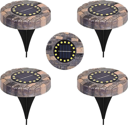 Set of 4 Stake Solar Lights 0.4W Warm White with Photocell IP65 14cmx12cmcm