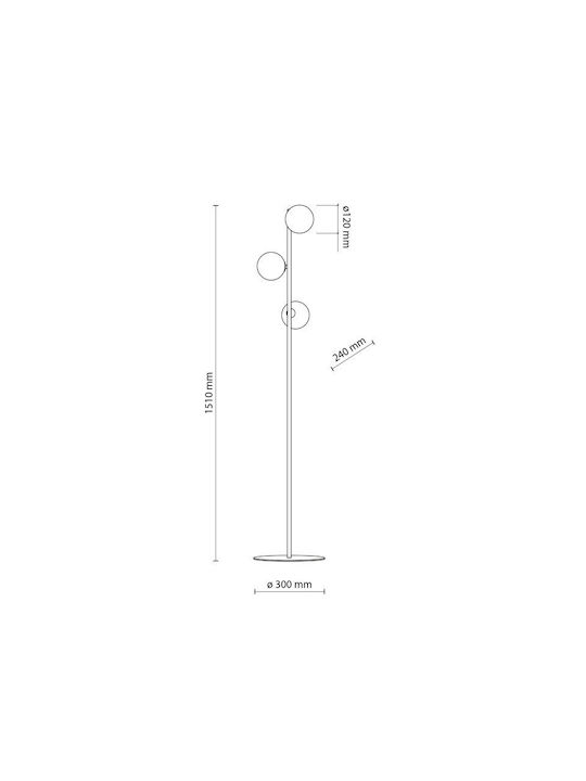 TK Lighting Estera Φωτιστικό Δαπέδου Υ151xΜ30εκ. με Ντουί για Λαμπτήρα G9 Γκρι