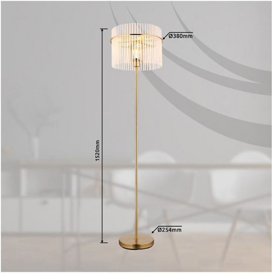 Globo Lighting Floor Lamp H152xW38cm. with Socket for Bulb E27 Gold