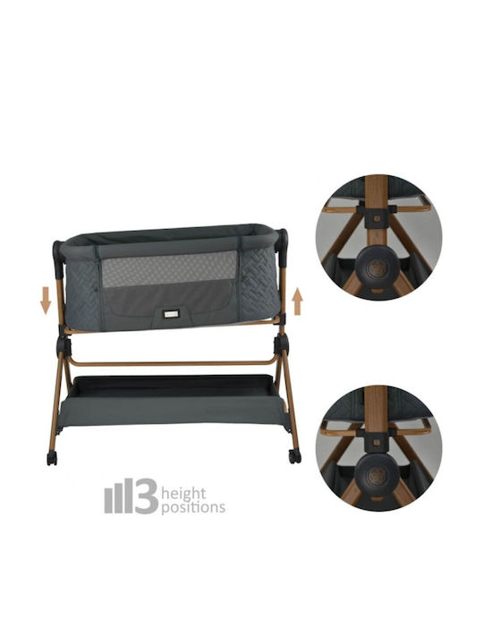 Bebe Stars Cradle with Mattress, Side Opening, and Wheels Gray