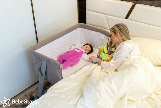 Bebe Stars Wiege Side mit Matratze und Rädern Stone